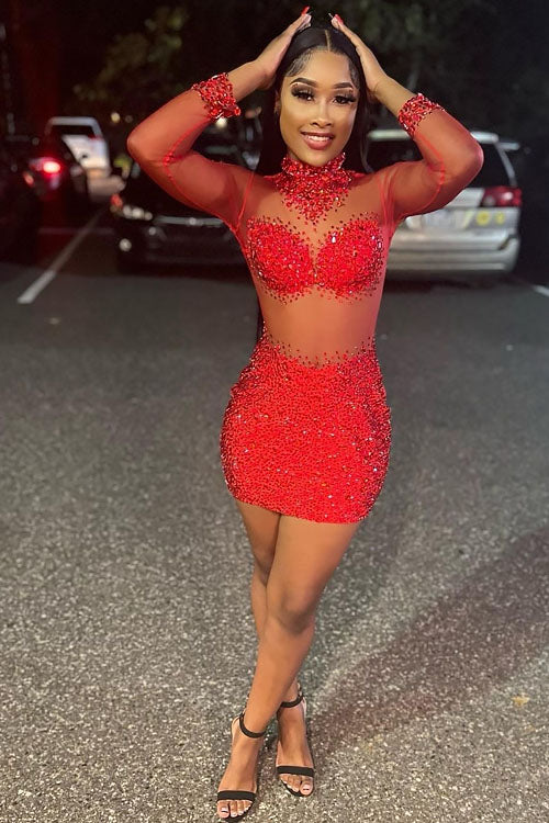 Icon Red Diamante Dress (Ready To Ship)