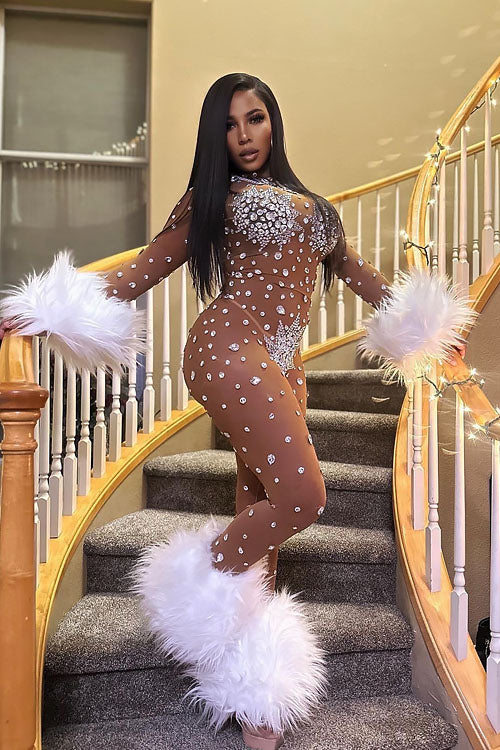 Icey Heart Diamante Bodysuit (Ready To Ship)