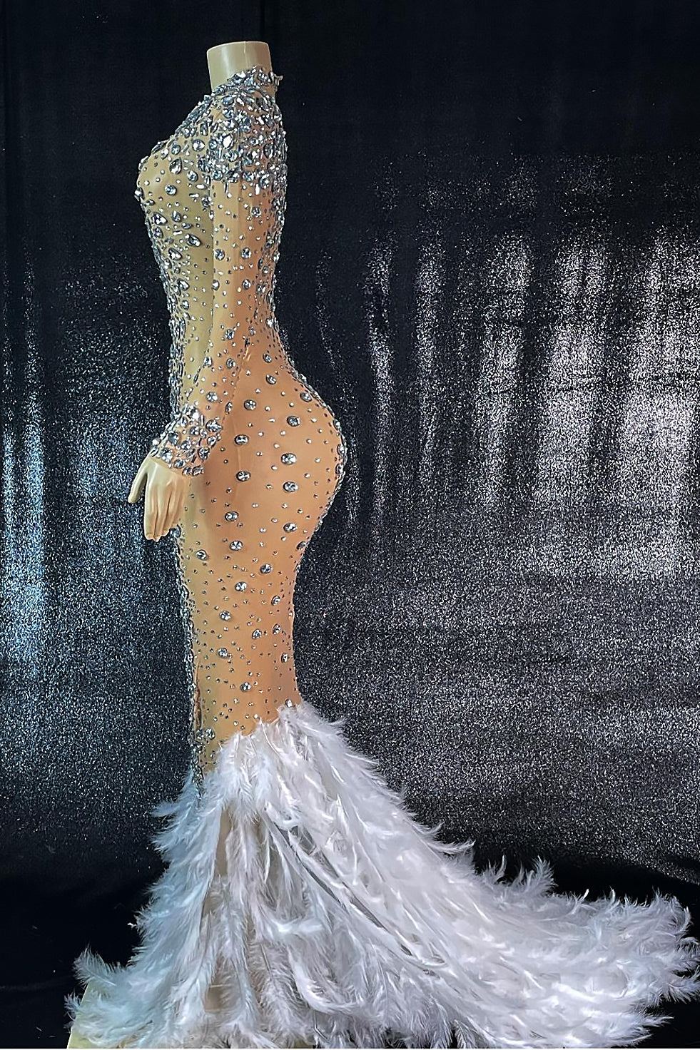 Kaelie Rhinestone Feather Dress