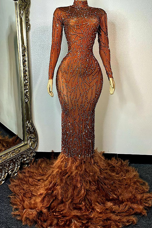 Lada Diamante Feather Dress