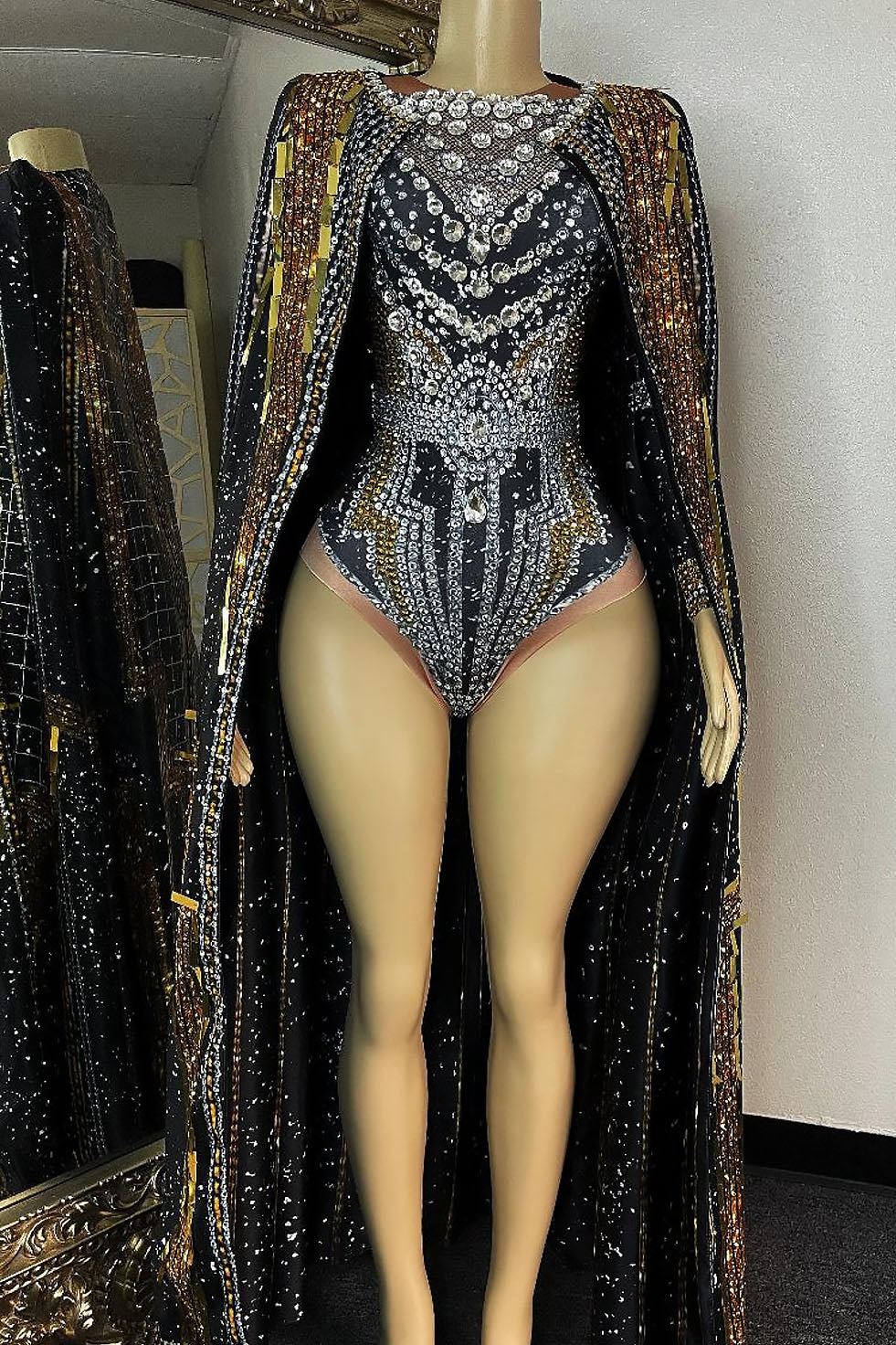 Love Goddess Diamante Bodysuit Set