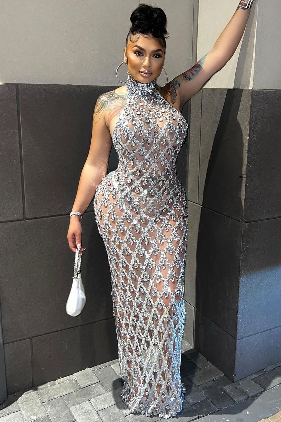Midnight Rhinestone Dress (Ready To Ship)