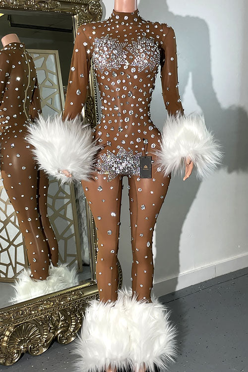 Icey Heart Diamante Bodysuit (Ready To Ship)
