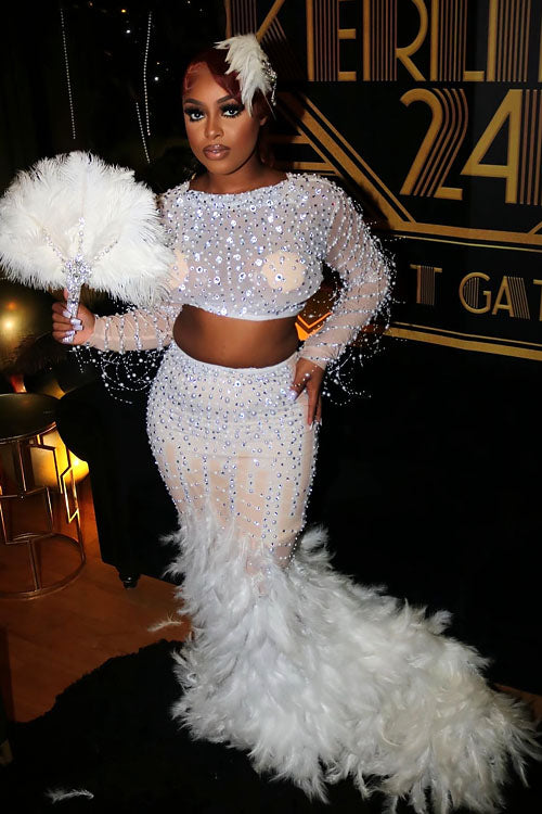 Peacock White Feather Set