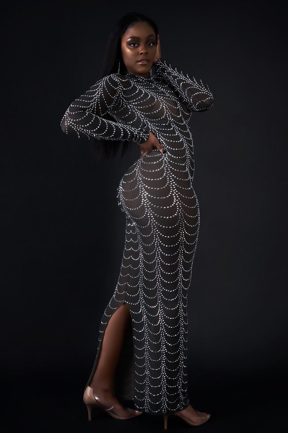 Priscilla Rhinestone Evening Dress (Ready To Ship)