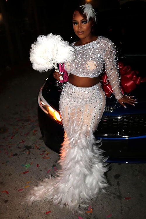 Peacock White Feather Set