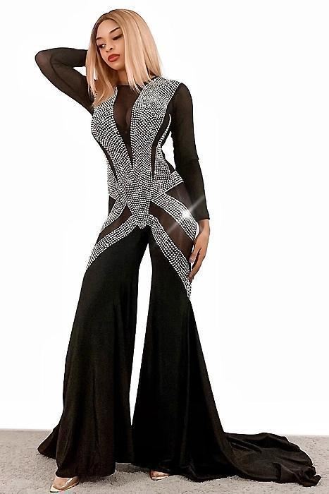 Sazzy Diamante Jumpsuit (Ready To Ship)