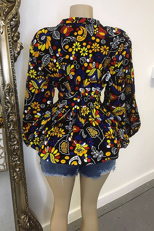 Serena Blue Ankara Top