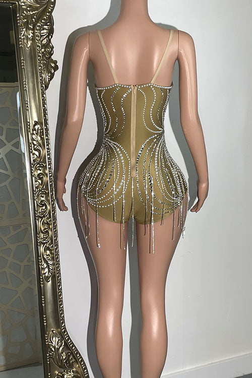 Annie Diamante tassel Bodysuit (Ready To Ship)