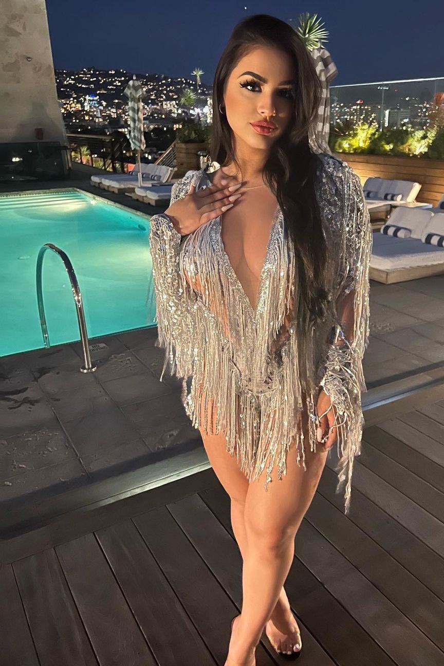 Waterfalls Sequin Tassel Bodysuit (Ready To Ship)